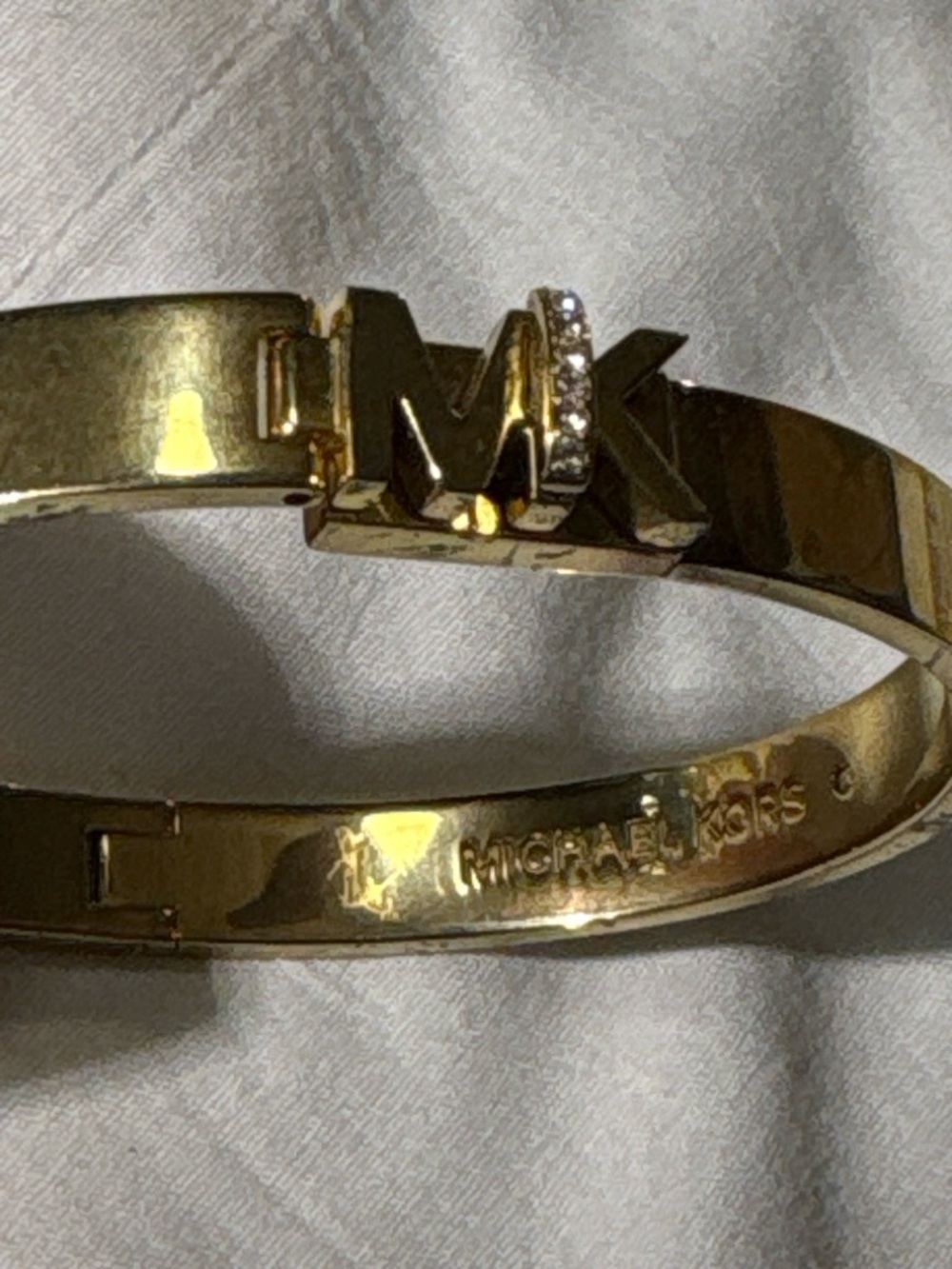 Michael Kors Gold-tone MK Logo Bracelet with Crystal Accent